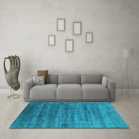 Ahgly Company Indoor Rectangle Oriental Turquoise Blue Industrial Area Rugs, 7 '10'