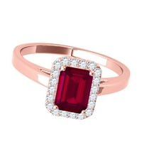 Mauli Jewels пръстени за жени 0. Карат изумруд кът създаде рубин и диамантен пръстен 4-Prong 10K Rose Gold