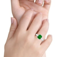 Bezel Set Emerald Ring 8x симулиран зелен изумруден CZ Sterling Silver