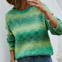 Вълна пуловер пуловери за жени мека зима Екипажа врата Дълъг ръкав шарени Графичен клирънс случайни зелени Пуловери Размер л