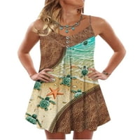 Капрез Жени Камо рокля от печат Небрежен спагети каишка Sundress Beach Кратки мини рокли v Neck