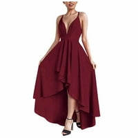 Bazyrey Fomen's Ressions Summer Surse Fit Fit Fit & Flare рокли женски солидни модни рокли с V-образно деколте червени 3XL