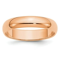 Истински 14kt розово злато полукръг сватбена лента Размер: 8; за възрастни и тийнейджъри; За жени и мъже