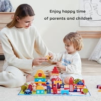 BC Babycare дървени строителни блокове, образователни играчки, 1- възрастова група, цвят на колофул