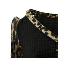 Дамски ежедневни Леопард печат дълъг ръкав снаждане в-врата бутони тениска върховете Модерен Есен дрехи риза блуза суитчър
