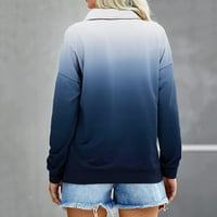 Хюук Суитчъри за жени Плюс размер Дълъг ръкав кръг врата отпечатани Цветен блок мода случайни блуза с джоб Пуловер пуловер върхове