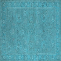 Ahgly Company Indoor Square Oriental Light Blue Industrial Area Rugs, 7 'квадрат