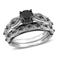 Женският 1-каратов пръстен на Миабела Т. в. черен диамант безкрайност в 10 карата Бяло Злато