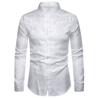 Мода личност Мъжки случайни старши Ревера диамант кадифе тениска топ блуза, Бяло, М