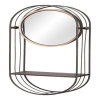 Огледало за стена на рамката, кръгло, стъкло, стоманен метал, сиво сиво, спална дневна