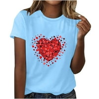 Дамска мода с къс ръкав Около врата Ден на Свети Валентин печат случайни блуза тениска блузи блузи графичен дизайн ризи