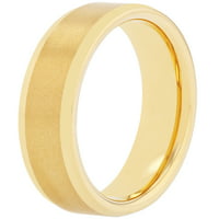 Мъжки злато тон Волфрам обикновен скосена Сватбена група-Мъжки пръстен