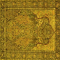 Ahgly Company Indoor Square Persian Yellow Traditional Area Rugs, 7 'квадрат