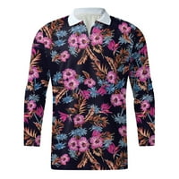 Мъжки Ризи Пролет Лято Дълъг Ръкав Вечерен Яка Отпечатани Тениски Топ Блуза Мъжки Редовни Годни Дишащи Блузи