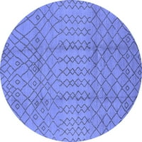 Ahgly Company Machine Pashable Indoor Round Oriental Blue Industrial Area Rugs, 7 'Round