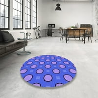 Ahgly Company Machine Pashable Indoor Round Преходна светлинна шистина синя площ килими, 4 'кръг