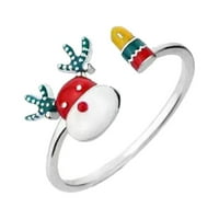 кеусн Коледа сладък пръстен творчески коледен подарък момиче пръстен дизайн зима отворен пръстен