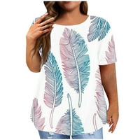 pbnbp плюс размери блузи за жени облечени ежедневни летни просвета винтидж флорален екипаж на шията с къси ръкави ризи разцъфтяващи разхлабени туники за гамаши L-5XL