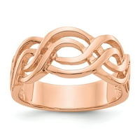 Солидна 14k розово злато безкрайност любов възел символ на пръстена лента 6