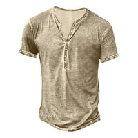 Тениска за мъже бутон v-образен слеп с къс ръкав цифров 3D ежедневни върхове летни тениски