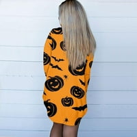 Bazyrey Halloween Cardigans за жени плюс размер на мода небрежен Хелоуин печат със средна дължина на жилетка палто оранжево 4xl
