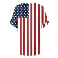 Американски знамена изрязани върхове тениски с къс ръкав v шия тий отпечатана страна сплит туника 4 юли жени тениска бяла m