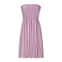 Жени халтер мини модна слънчева рокля флорална без ръкаща летна рокля светло лилаво xl