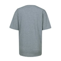Ризи за къси ръкави за жени модерни ежедневни летни екипажи Модни сърца Графичен тройник тениски плюс размер удобни тънки годни женски върхове