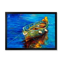 Лодки по време на топъл Залез почивка на водата Ив рамка живопис платно Арт Принт