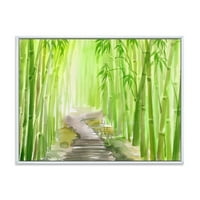 Дизайнарт 'пътека в зелена бамбукова гора' традиционна рамка платно за стена арт принт