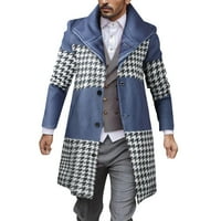 Мъжки върхове есен и зима 3D цифрово отпечатано вълнено карирано палто с карирано палто