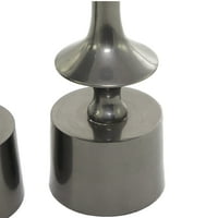 Космополитен свещ черен алуминиев стълб свещник, комплект от 3