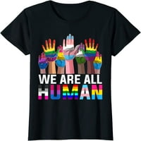 Жени отгоре всички сме човешки ЛГБТ флаг Гордост Месец Трансгендер Флаг Небрежна тениска