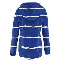 Caicj качулки за жени с качулки с цип с цип раирани върхове суичъри с дълъг ръкав ежедневна модна топла риза пуловер пуловер