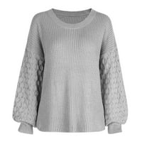 Пуловер Akiihool за жени модерни дамски водолазки с дълъг ръкав с разцепения подгъваем под големи размери плетен пуловер туника върхове върхове