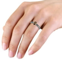 Smoky Quartz 7x Pear Scroll Solitaire годежен пръстен 0. карат в 14K бяло злато.size 8.5