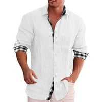 haxmnou мъже ежедневно памучно бельо риза с дълъг ръкав хипи ежедневни плажни тениски с бутон блуза бяла m