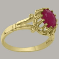 Британците направиха 10K жълто злато естествено рубини женски пръстен - Опции за размер - размер 5