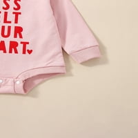 Дикона Бебе Бебе Момиче Момче писмо гащеризон Боди Блуза върхове случайни пуловер суитчър за деца Свети Валентин тоалети Розово 0-месеца