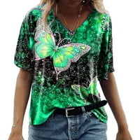 Awdenio плюс размер дамски летни върхове Просвение женска модна отпечатана тениска с къси ръкави блуза v шия ежедневни върхове сделки