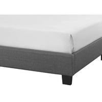 Dane Queen Size Bed, напълно тапициран, туфиран извито табло, светло сиво-салто шерпи