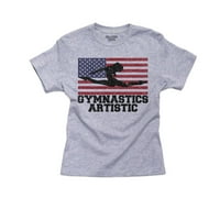 Олимпийска - художествена гимнастика - знаме - памучна тениска на силуета на силуета