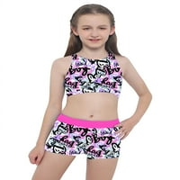 Msemis Kids Girls Swimsuit Crisscross Back Bra Top с Boyshorts Tankini бански костюми