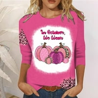 Жени Рак На Гърдата Оцелял Розово Съзнание Жени Тениска Мода Хлабав Тениска Ръкав Блуза Кръг Врата Ежедневни Върхове Розово М