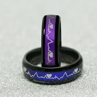 Пръстен отпечатан стилен от неръждаема стомана Unise кръгла двойка пръстен за запознанства от неръждаема стомана епоксидно черно