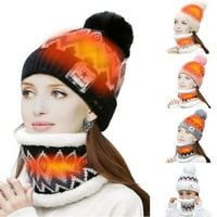 Sinhoon USB зимна отопляема шапка шал шал, USB зареждане на шапка за шапка, зимна по -топла шапка за мъже жени на открито термичен аксесоар за ски, лопата и др