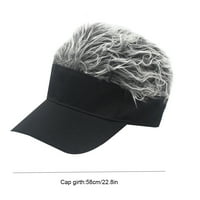 Унизана перука шапка за козирка мъже жени къса коса регулируема перука бейзболна шапка на открито подарък за слънчев халт, сив