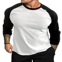 Мъжки Контраст цвят тениска, дълъг ръкав о-врата прости случайни тънък годни основни върхове