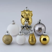 20-брой символи на Коледа разбиващи мини орнаменти, Злато, бяло и сребро, празнично време