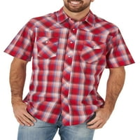 Мъжка Западна риза с къс ръкав карирана риза